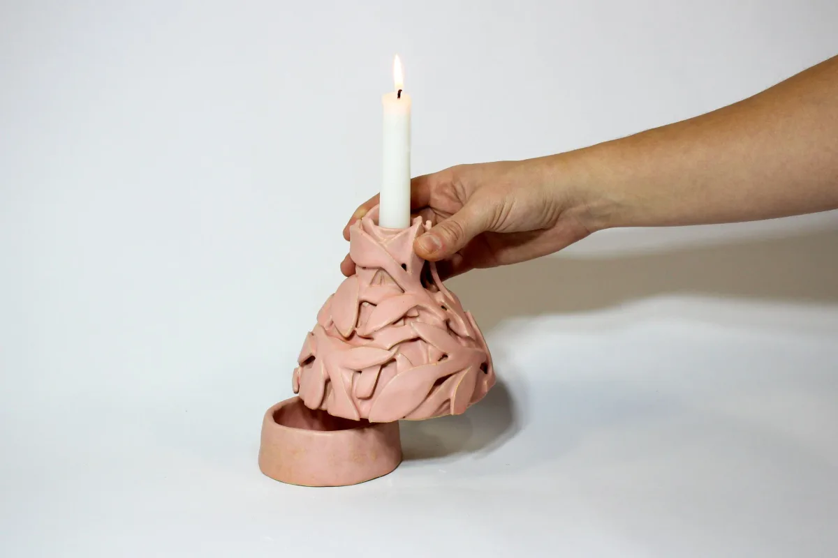 Pink Candlestick with Hidden Base