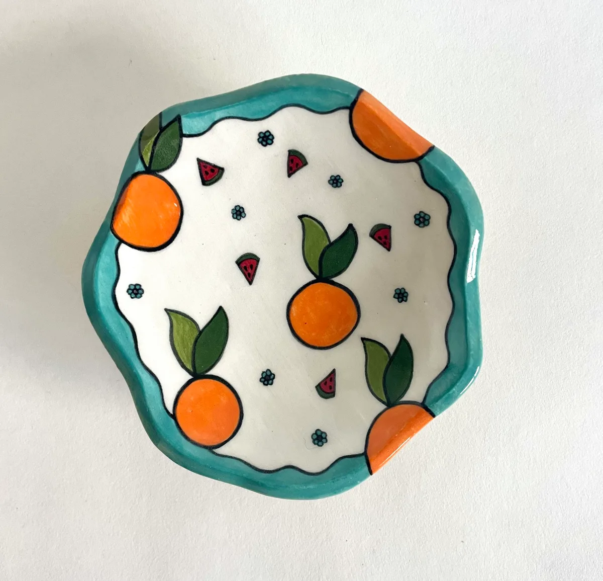 Olive Oil Bowl, green and ochre